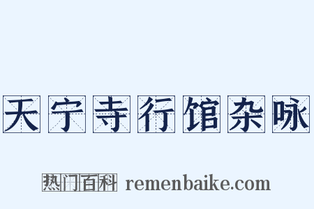 天宁寺行馆杂咏是什么意思的图片